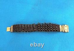 Antique mourning jewelry Hair bracelet Vermeil clasp 19th century Solid silver