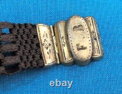 Antique mourning jewelry Hair bracelet Vermeil clasp 19th century Solid silver