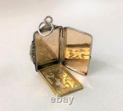 Antique niello & vermeil silver vinaigrette pendant Jewelry Salt Perfume