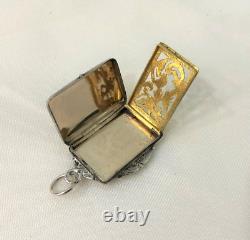 Antique niello & vermeil silver vinaigrette pendant Jewelry Salt Perfume