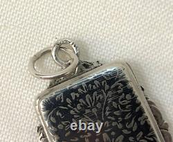 Antique niello & vermeil silver vinaigrette pendant Jewelry Salt Perfume