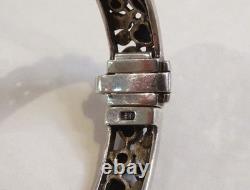 Antique opening bangle bracelet in 925 silver pavé with black onyx and marcasites