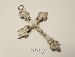 Antique pair of mother-of-pearl communion crosses in solid silver, Christian religion, 19th-20th century