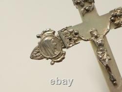 Antique pair of mother-of-pearl communion crosses in solid silver, Christian religion, 19th-20th century