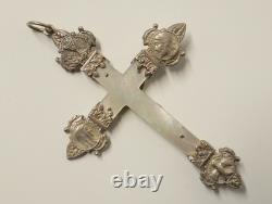 Antique pair of mother-of-pearl communion crosses in solid silver, Christian religion, 19th-20th century