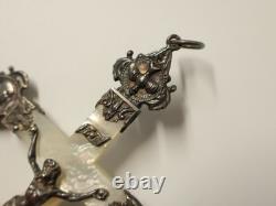 Antique pair of mother-of-pearl communion crosses in solid silver, Christian religion, 19th-20th century