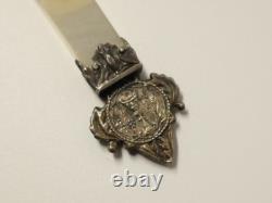 Antique pair of mother-of-pearl communion crosses in solid silver, Christian religion, 19th-20th century