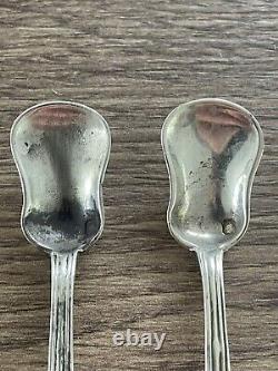 Antique pair of solid silver salt cellars with old man coat of arms emblem empire