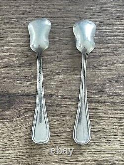Antique pair of solid silver salt cellars with old man coat of arms emblem empire