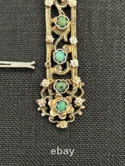 Antique pendant, religious cross, in solid silver with stones and vintage pearls