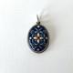 Antique Pendant With Bressan Enamel In Solid Silver Floral Decoration And Pearls