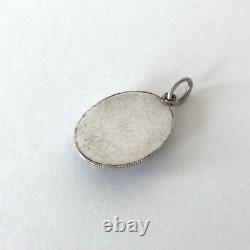 Antique pendant with Bressan enamel in solid silver Floral decoration and pearls