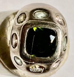 Antique ring in solid silver and semi-precious stones - N°2AR