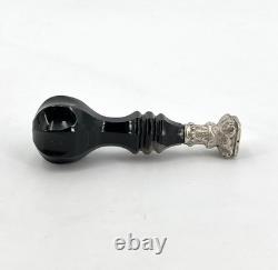 Antique sealing seal / wax seal in agate and solid silver, CR monogram