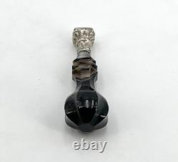 Antique sealing seal / wax seal in agate and solid silver, CR monogram
