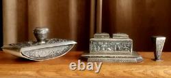 Antique set of 3 Silver Writing Pieces from Indochina complete RARE