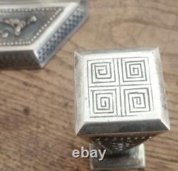 Antique set of 3 Silver Writing Pieces from Indochina complete RARE