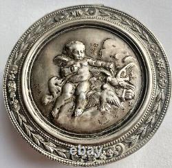 Antique silver box or snuffbox with vermeil interior in Louis XV style