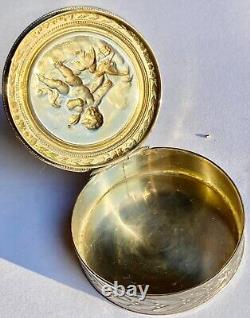 Antique silver box or snuffbox with vermeil interior in Louis XV style
