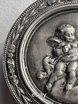 Antique silver box or snuffbox with vermeil interior in Louis XV style