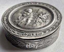 Antique silver box or snuffbox with vermeil interior in Louis XV style