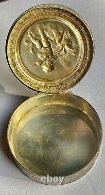 Antique silver box or snuffbox with vermeil interior in Louis XV style