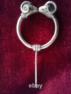 Antique silver brooch, engraved, stamped, 9.69 g
