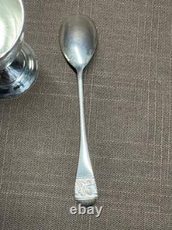 Antique silver egg cup and spoon, Minerva hallmark