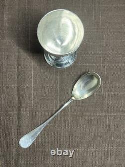 Antique silver egg cup and spoon, Minerva hallmark