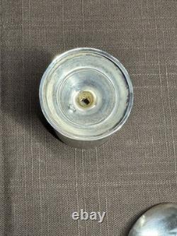 Antique silver egg cup and spoon, Minerva hallmark
