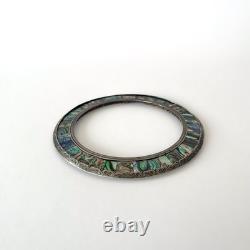 Antique silver-engraved and abalone (mother-of-pearl) inlaid frame, circa 1900