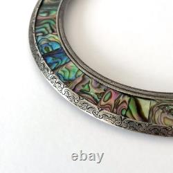 Antique silver-engraved and abalone (mother-of-pearl) inlaid frame, circa 1900