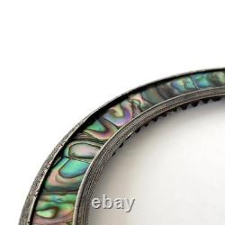 Antique silver-engraved and abalone (mother-of-pearl) inlaid frame, circa 1900
