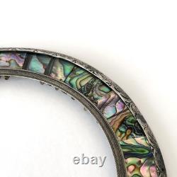 Antique silver-engraved and abalone (mother-of-pearl) inlaid frame, circa 1900