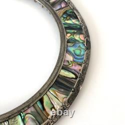 Antique silver-engraved and abalone (mother-of-pearl) inlaid frame, circa 1900