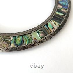 Antique silver-engraved and abalone (mother-of-pearl) inlaid frame, circa 1900