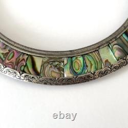 Antique silver-engraved and abalone (mother-of-pearl) inlaid frame, circa 1900