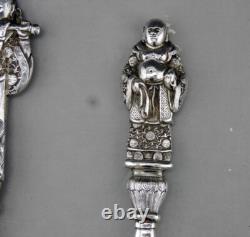 Antique silver ice dessert service from China or Vietnam weight 316.5 G