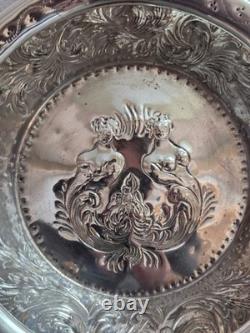 Antique silver-plated metal basket dish with solid silver hallmark