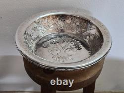 Antique silver-plated metal basket dish with solid silver hallmark