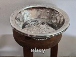 Antique silver-plated metal basket dish with solid silver hallmark