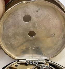 Antique silver pocket watch with key, enamel dial, Roman numerals