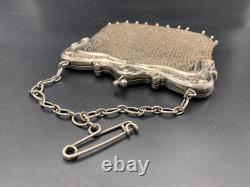 Antique silver purse bag Art Nouveau c. 1900 148 g