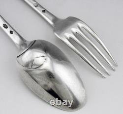 Antique silver spoon and fork set, 18th century hallmarks, weight 133 g