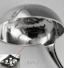 Antique silver sugar spoon or tea strainer, sterling silver, 1st standard hallmark