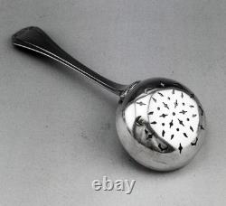 Antique silver sugar spoon or tea strainer, sterling silver, 1st standard hallmark