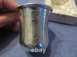 Antique small solid silver cup with Minerva hallmark, illegible silversmith, 51 grams