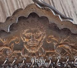 Antique solid 925 silver purse Art Nouveau floral decoration