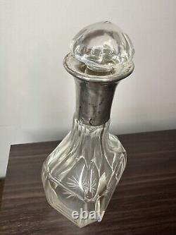 Antique solid silver Minerva carafe decanter bottle
