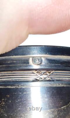 Antique solid silver Minerve porcelain cup, 19th century, floral-decorated handle